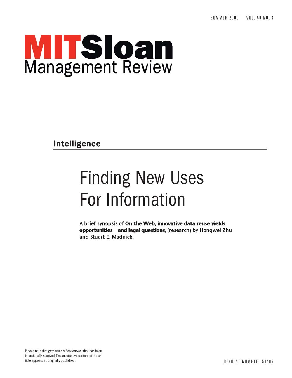 Finding New Uses For Information - MIT SMR Store