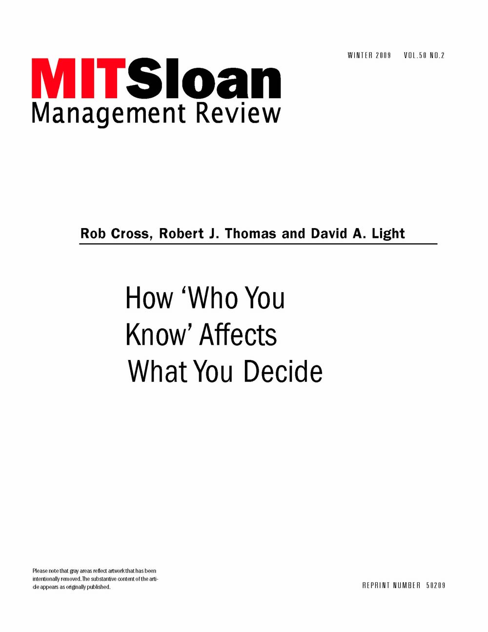 How & lsquo;Who You Know' Affects What You Decide - MIT SMR Store